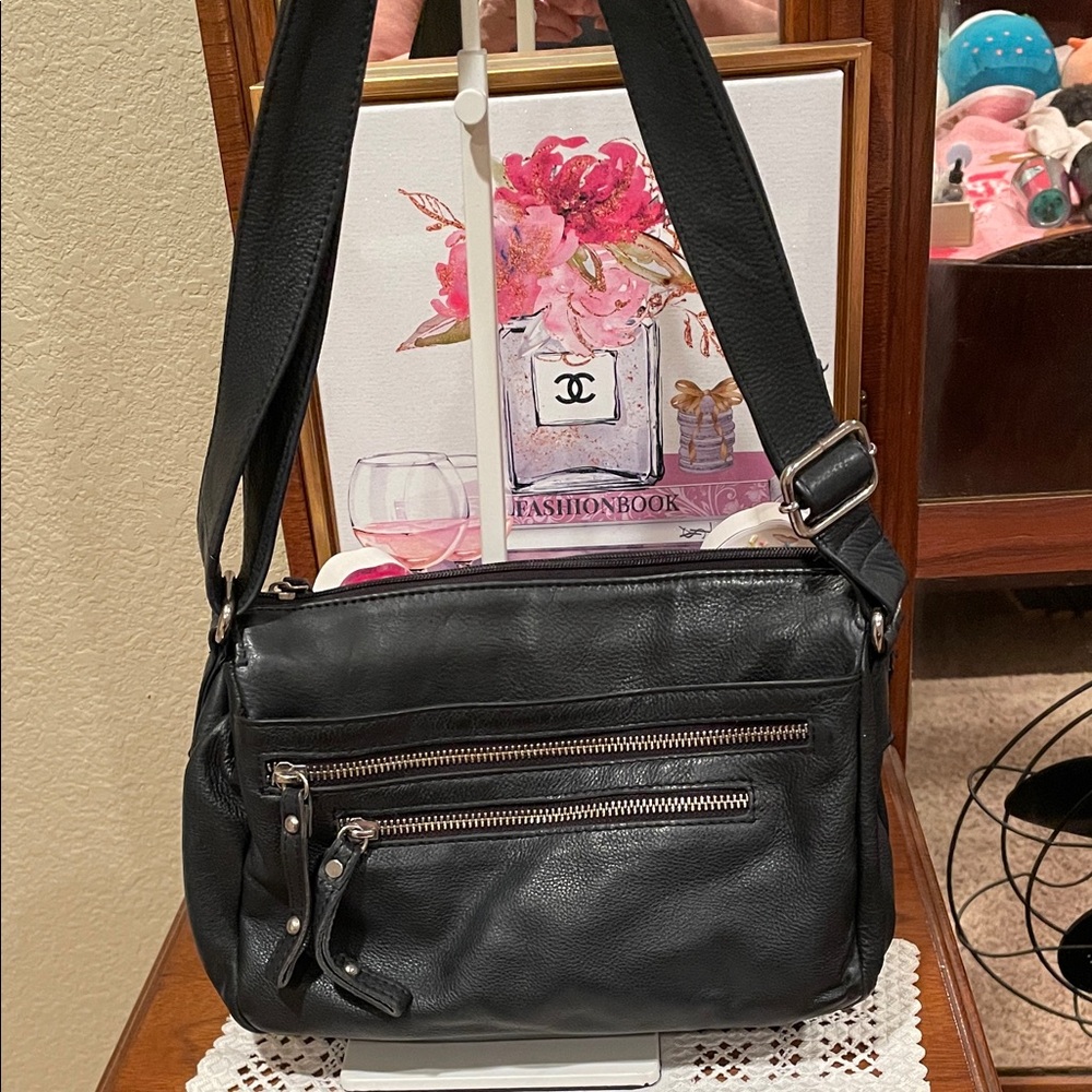 Black Leather Crossbody Bag